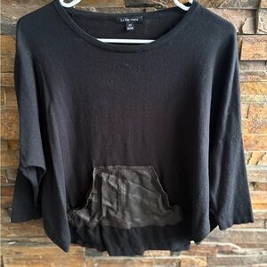 La Fee Verte Black Women's Sweater with front leather pocket